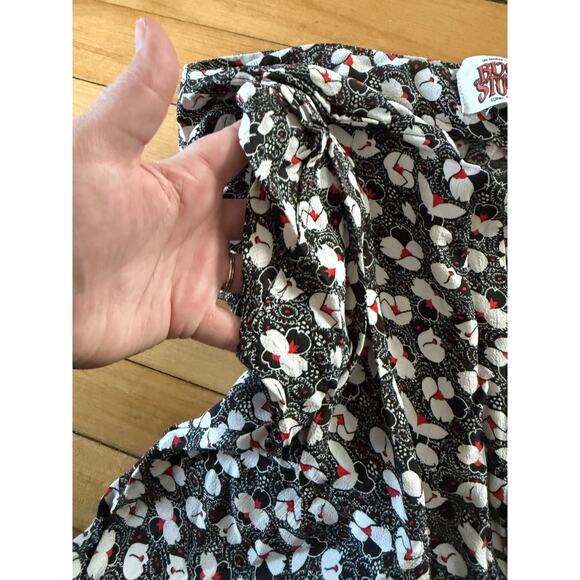 Bus Stop London x Joanie black red & white floral wide leg pants retro groovy - Picture 6 of 8